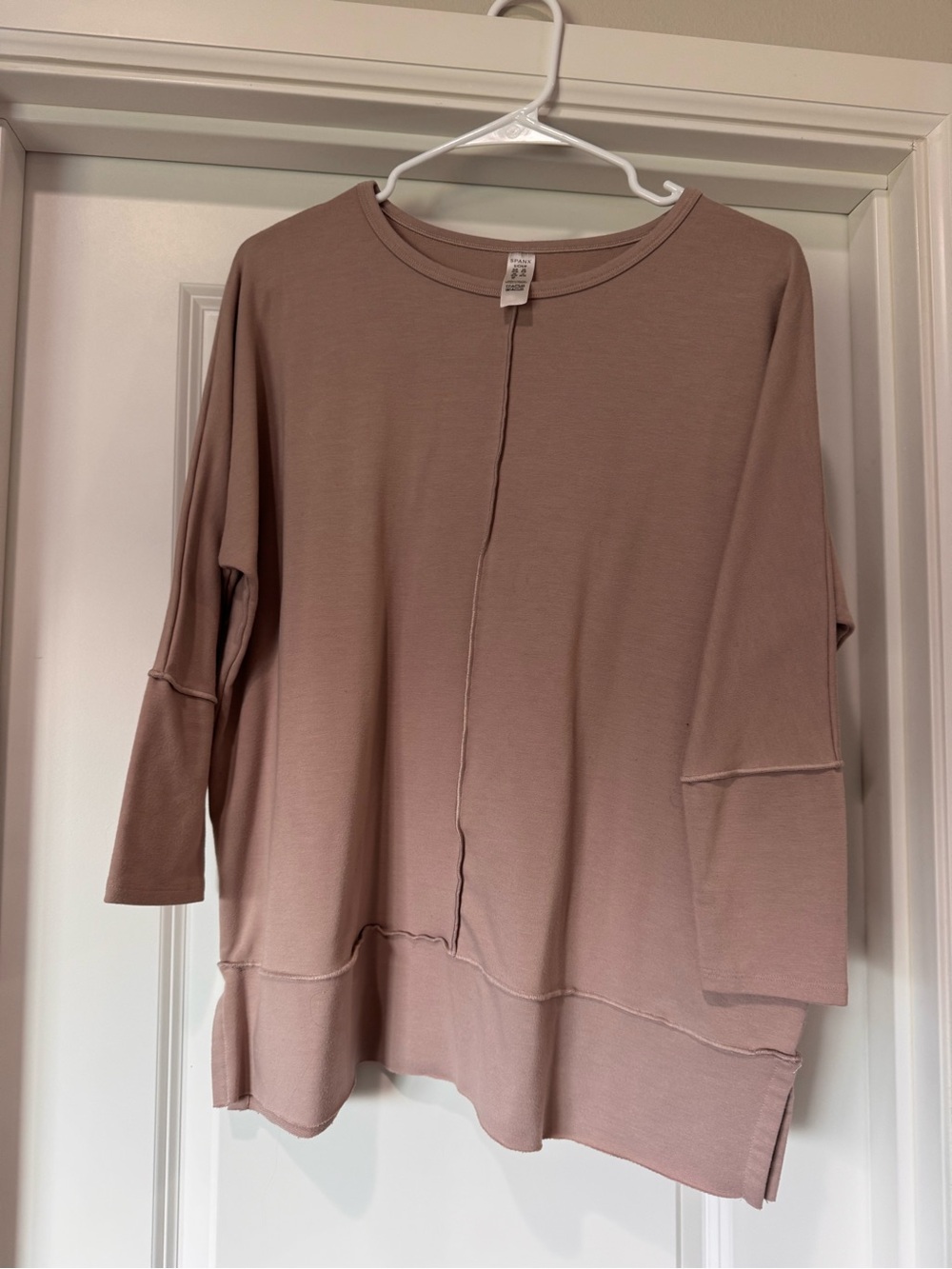 SPANX Dusty Rose Long Sleeve Seam-Detail Top
